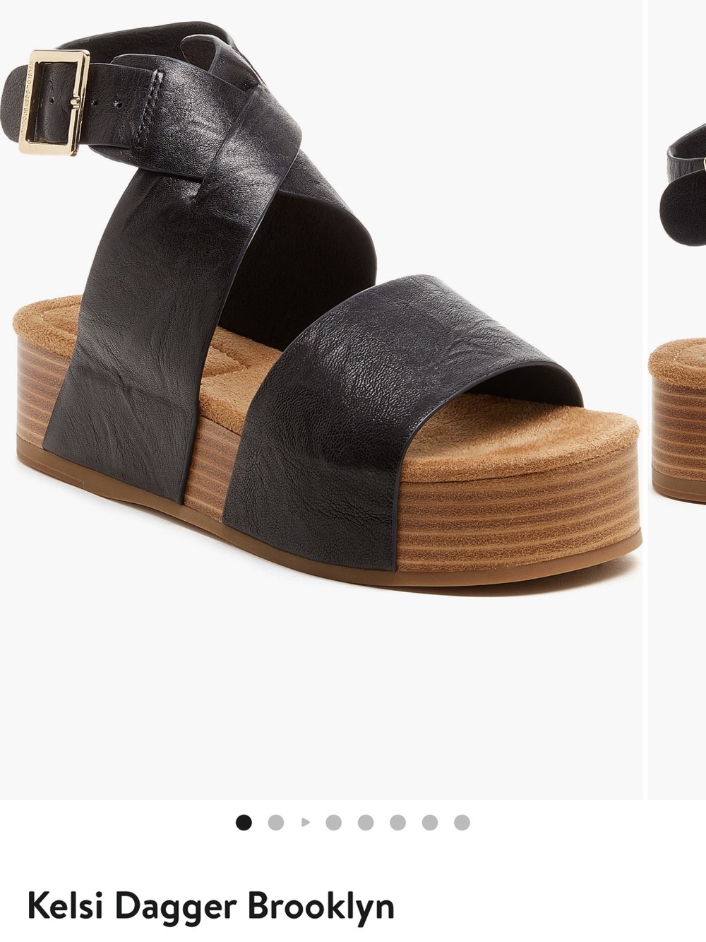 Kelsi Dagger Black Leather Platform Sandal with Ankle Strap